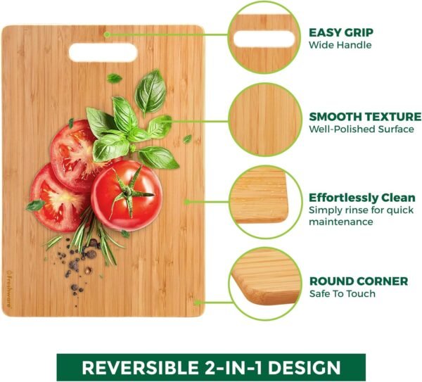 Bamboo Cutting Boards for Kitchen [Set of 3] Wood Cutting Bo... - Image 6