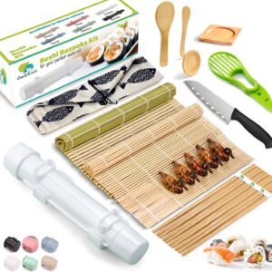 Sushi Making Kit, 22-in-1 Sushi Roller Kit with Bamboo Sushi...