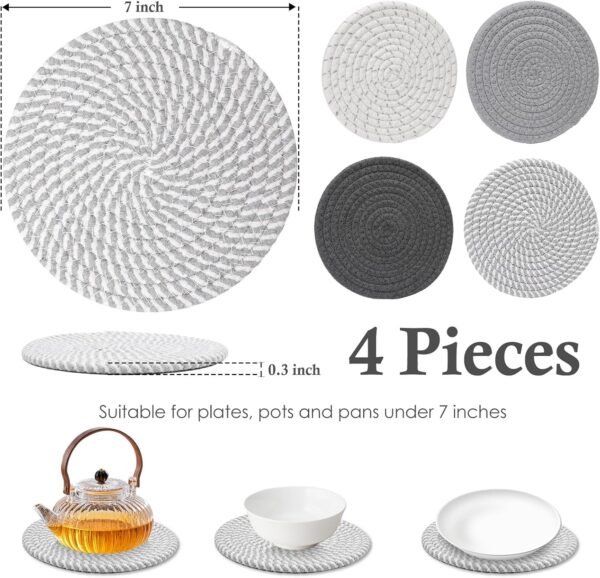Billbotk 7" Trivets for Dishes, Pots and Pans, 4 Heat Resist... - Image 2