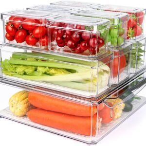 10 Pack Refrigerator Pantry Organizer Bins, Stackable Fridge...