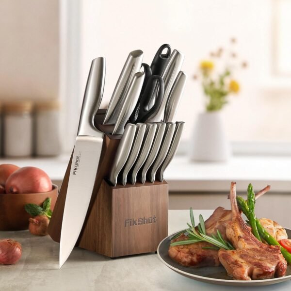 Knife Block Set, Kitchen Knife Sets with Block, FIKSHOT Kniv... - Image 3