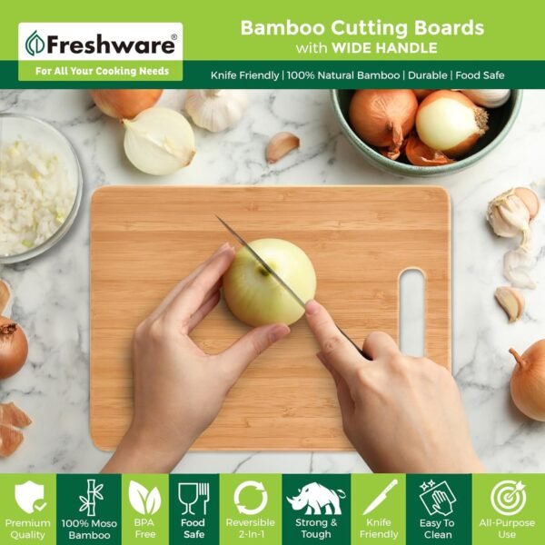 Bamboo Cutting Boards for Kitchen [Set of 3] Wood Cutting Bo... - Image 3