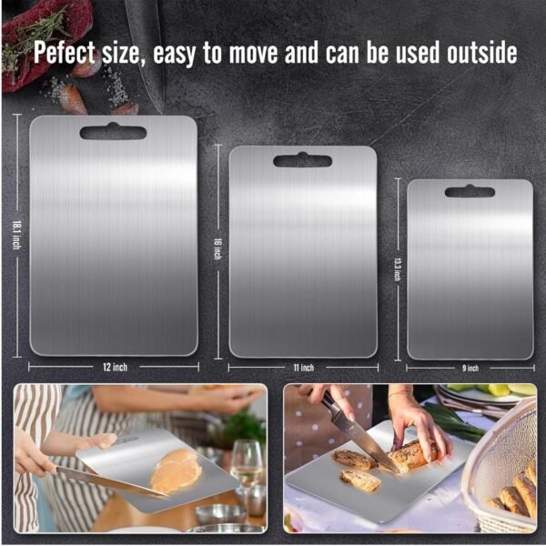 Titanium Cutting Boards For Kitchen, 3Pcs 100% Pure Cut Tita... - Image 5