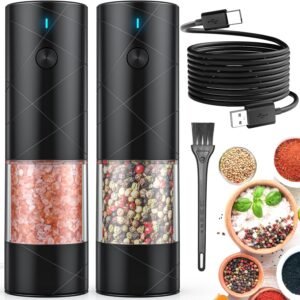 2Pack Electric Salt and Pepper Grinder Set USB Rechargeable ...