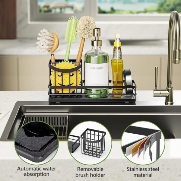 Cisily Sink Caddy Organizer with Drying Stone, Instant Dry S... - Image 2