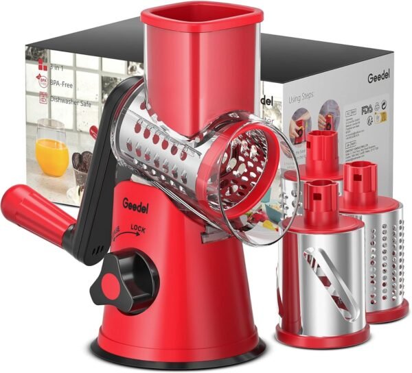 Geedel Rotary Cheese Grater, Kitchen Mandoline Vegetable Sli...