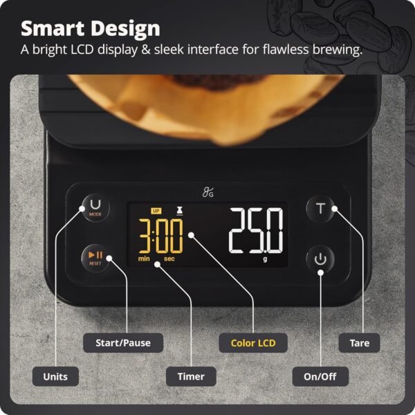 Greater Goods 0.1g Precision Coffee Scale with Timer – 3kg D... - Image 7