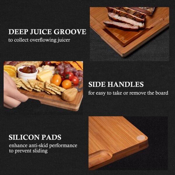 Empune Bamboo Cutting Board Set, Wood Cutting Boards for Kit... - Image 2