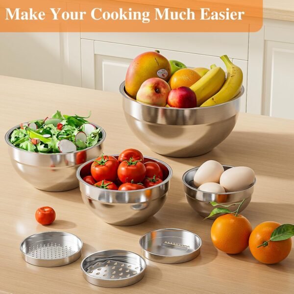 Mixing Bowls with Lids Set, 6 PCS Stainless Steel Mixing Bow... - Image 2