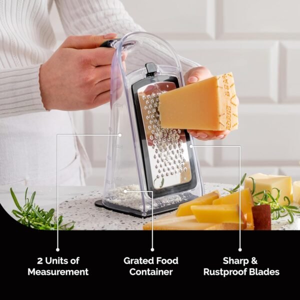 Cheese Grater with Garlic Crusher- Box Grater Vegetable Shre... - Image 4