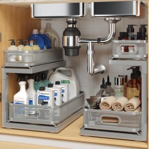 2-Pack Under Sink Storage Organizer with 2-Tier Slide Out Dr...