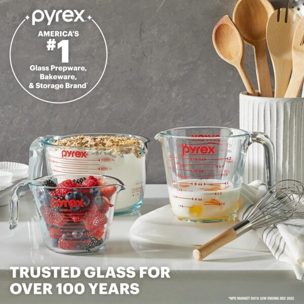 Pyrex Essentials (3-Pack) Glass Measuring Cups Set, (1, 2 & ... - Image 5