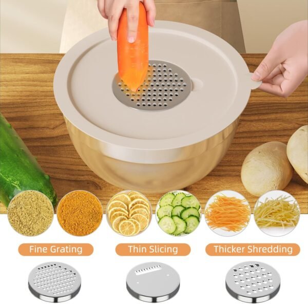 Mixing Bowls with Lids Set, 6 Piece Stainless Steel Nesting ... - Image 4