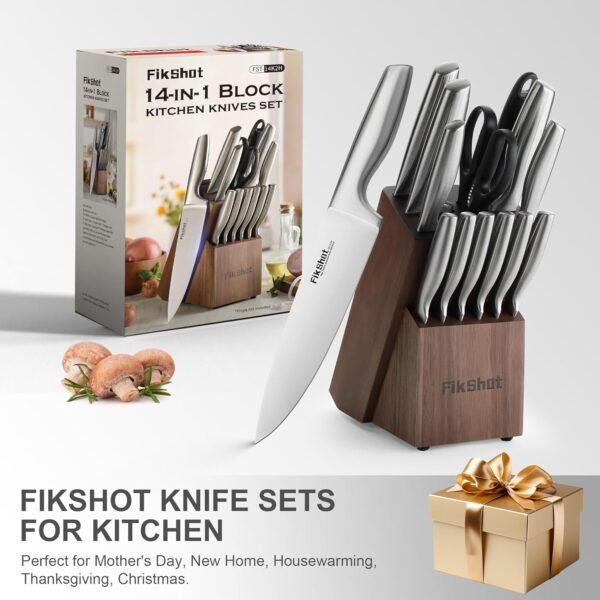 Knife Block Set, Kitchen Knife Sets with Block, FIKSHOT Kniv... - Image 8