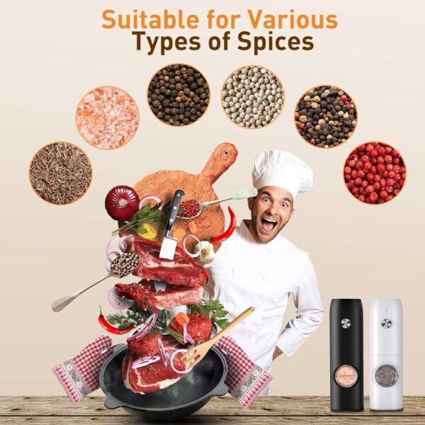 Electric Salt and Pepper Grinder Set, Rechargeable Automatic... - Image 5
