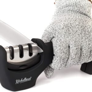 4-in-1 Kitchen Knife Accessories: 3-Stage Knife Sharpener He...