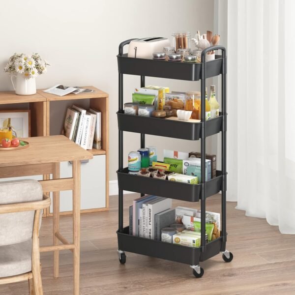Sywhitta 4-Tier Plastic Rolling Utility Cart with Handle, Mu... - Image 3