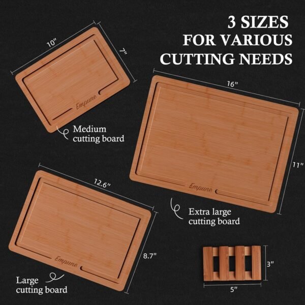 Empune Bamboo Cutting Board Set, Wood Cutting Boards for Kit... - Image 6