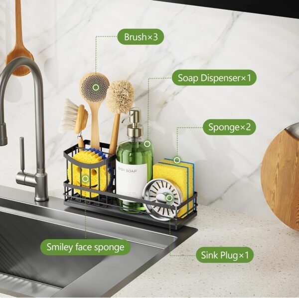 Cisily Sink Caddy Organizer with Drying Stone, Instant Dry S... - Image 6