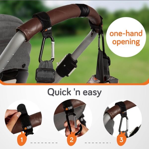 Baby Uma 4-Pack Stroller Hooks - Universal Bag Clips for Dia... - Image 5