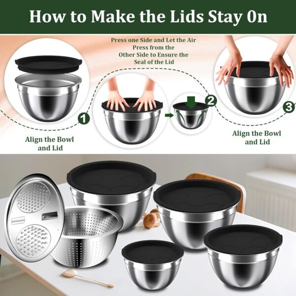 Mixing Bowls with Lids Set, 16PCS Stainless Steel Mixing Bow... - Image 2
