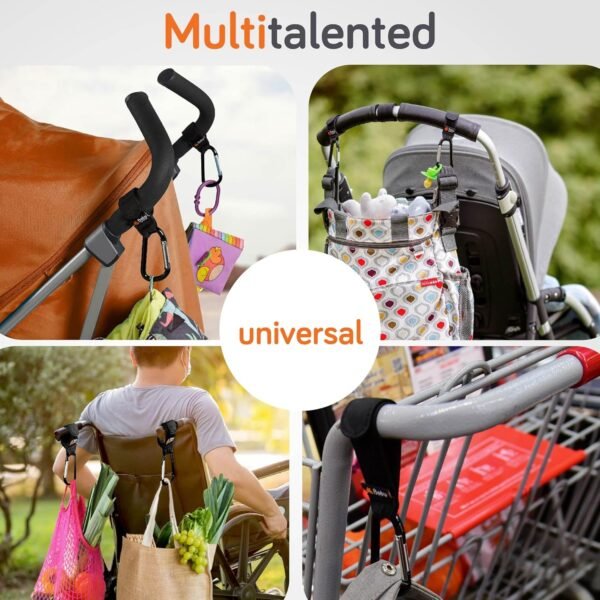 Baby Uma 4-Pack Stroller Hooks - Universal Bag Clips for Dia... - Image 6