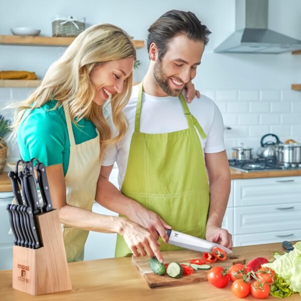 Moss & Stone 14 Pcs Knife Block Set Stainless Steel, Premium... - Image 6