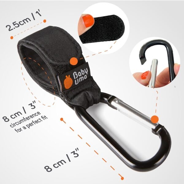 Baby Uma 4-Pack Stroller Hooks - Universal Bag Clips for Dia... - Image 8