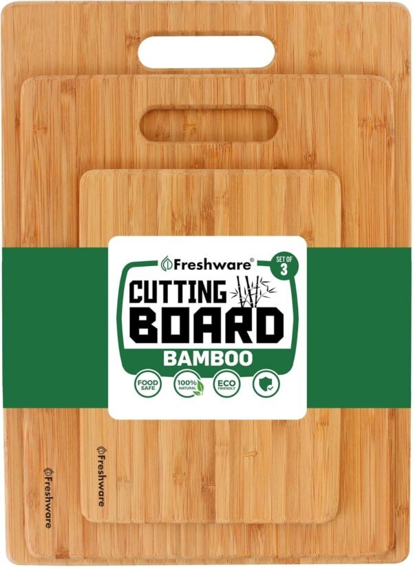 Bamboo Cutting Boards for Kitchen [Set of 3] Wood Cutting Bo...
