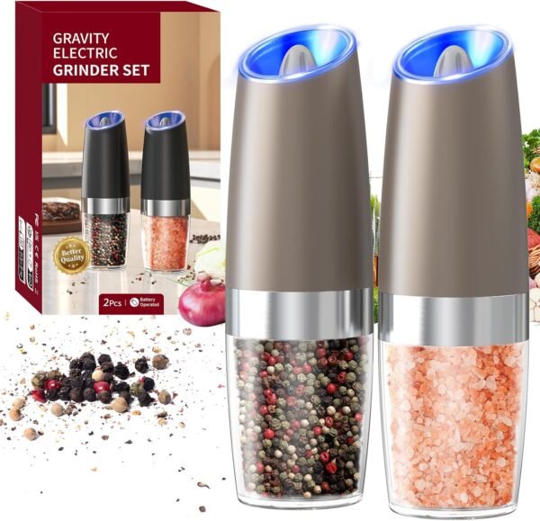 CIRCLE JOY Gravity Electric Salt and Pepper Grinder Set Auto...