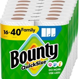 Bounty Paper Towels Quick Size, White, 16 Family Rolls = 40 ...