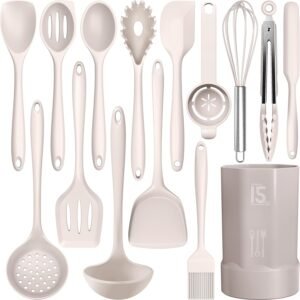 Silicone Cooking Utensils Set - 446°F Heat Resistant Kitchen...