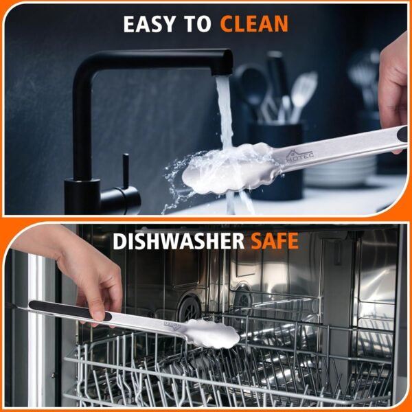 Hotec Stainless Steel Kitchen Tongs Set of 2 - 9" and 12", L... - Image 7