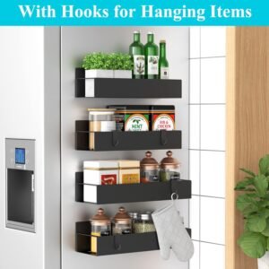 Metal 4 Pack Magnetic Spice Storage Rack Organizer for Refri...
