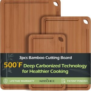 Bamboo Cutting Board, Durable Wood Cutting Boards for Kitche...