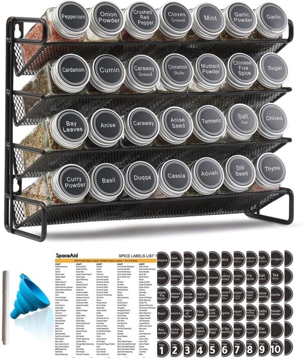 SpaceAid Spice Rack Organizer with 28 Spice Jars, 386 Spice ...