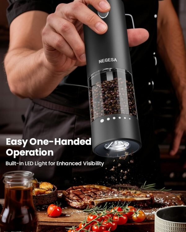 Electric Salt and Pepper Grinder Set with Rechargeable Base ... - Image 3