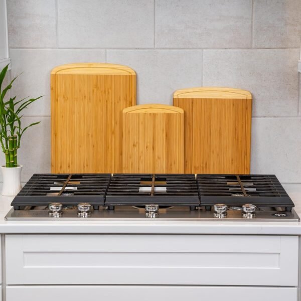 GREENER CHEF Organic Bamboo Cutting Board Set of 3 with Life... - Image 8