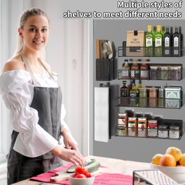 Magnetic Spice Rack for Refrigerator, 6 Pack 100% Metal Stro... - Image 6