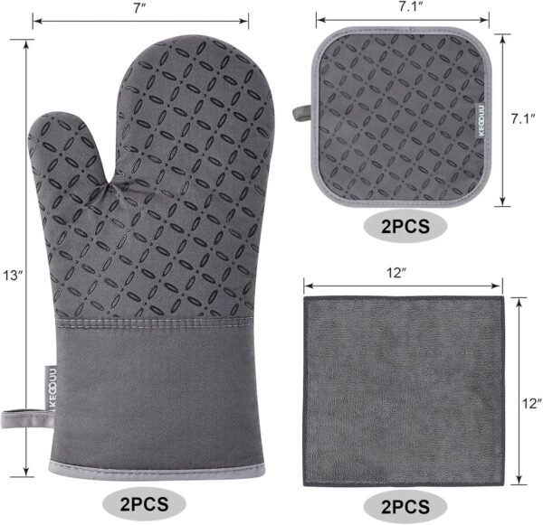 KEGOUU Oven Mitts and Pot Holders 6pcs Set, Kitchen Oven Glo... - Image 2