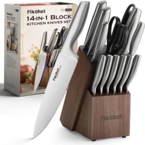 Knife Block Set, Kitchen Knife Sets with Block, FIKSHOT Kniv...