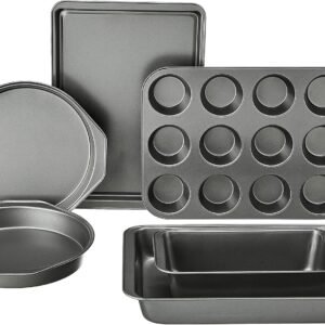 Amazon Basics 6 Piece Nonstick, Carbon Steel Oven Safe Bakew...