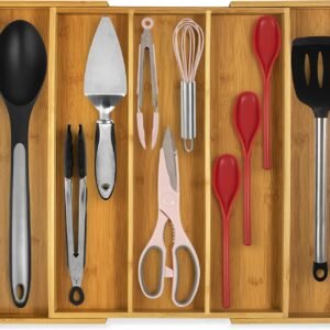 Purawood Kitchen Drawer Organizer - Expandable Utensil Drawe...
