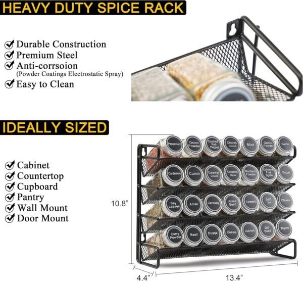 SpaceAid Spice Rack Organizer with 28 Spice Jars, 386 Spice ... - Image 3
