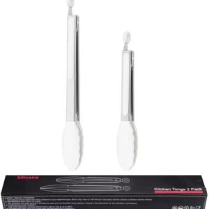 Premium Kitchen Food Tongs, Silicone & Stainless Steel, Food...