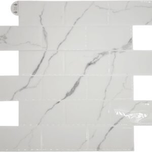 Peel and Stick Marble Wall Tiles - 5 Sheets 12" x 12" (5 Sq....