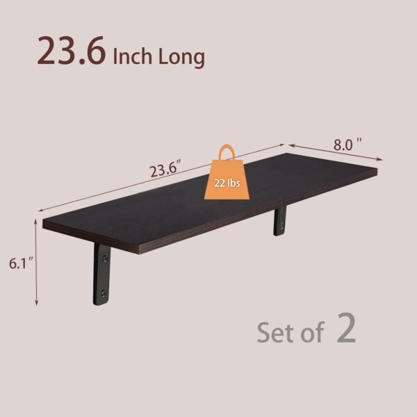 DINZI LVJ Long Wall Shelves, 23.6 Inch Wall Mounted Shelves ... - Image 3