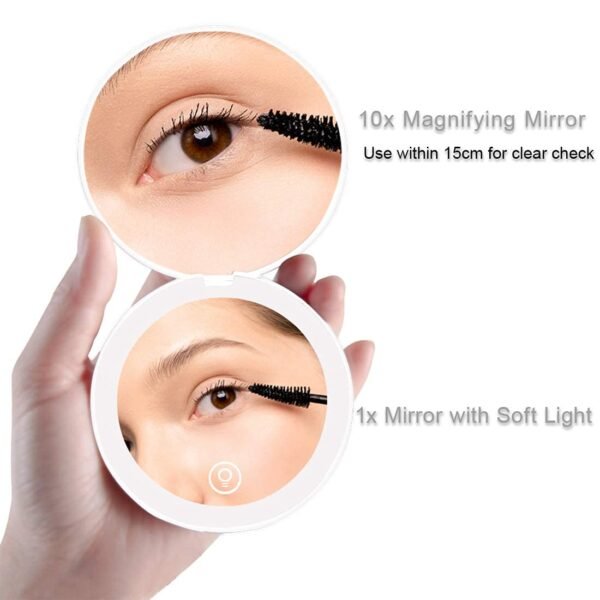 Compact Mirror with LED Light,1x/10x Magnifying Rechargeable... - Image 2