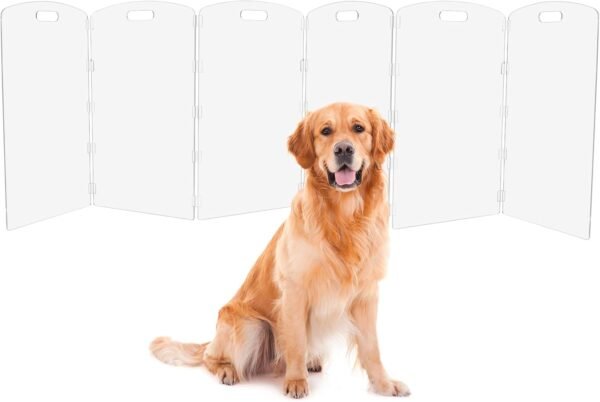 Modern Frame Clear Acrylic Freestanding Dog Gate - 32" Tall ...