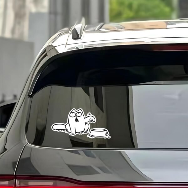 Funny Hungry Cat Car Sticker, 2PCS Waterproof Cat Needs Food... - Image 4